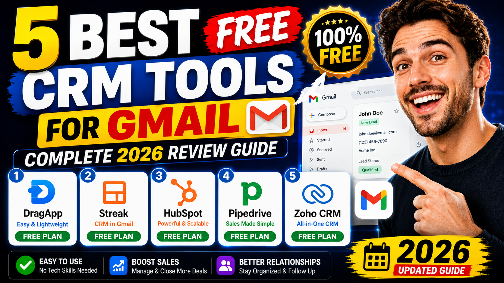 Best Free CRM for Gmail 2026 — Top 5 Tools Compared